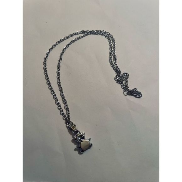 SILVER BLUE BEAR CRYSTAL NECKLACE - Picture 5 of 7